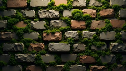 old stone wall with moss