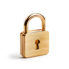 Naklejka premium Shiny metallic lock against a white background representing security privacy and protection