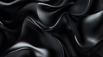 Fototapeta premium A black and white image of a black fabric with a shiny, reflective surface