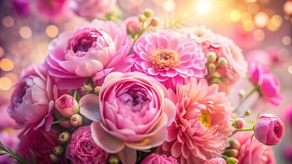 Fototapeta premium Long Exposure Close-Up of a Delicate Pink Flower Bouquet