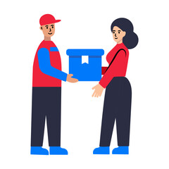 Parcel delivery icon of a character in flat style