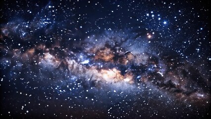 a breathtaking view of the Milky Way galaxy, filled with countless stars and cosmic dust. The image...