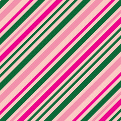 Hand drawn seamless pattern of diagonal bright pink green stripes, summer vibrant striped background, modern trendy contemporary fabric print, saturated energetic colors, rainbow design dopamin.