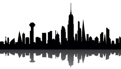 Obraz premium Futuristic city silhouette at evening, innovative dreamscape