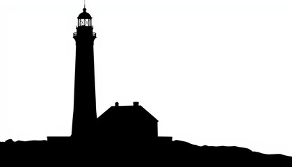 Lighthouse silhouette against white background, timeless guidance