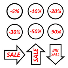 Set of advertising materials. Sale, discounts.