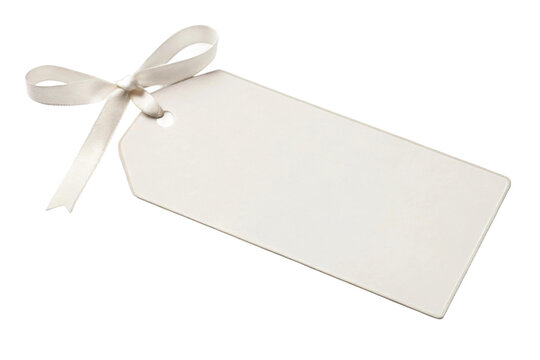 Blank gift tag with ribbon for decoration and personalization during special occasions and celebrations, cut out