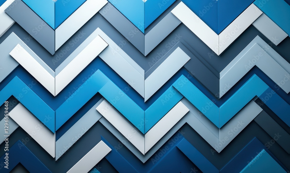 Aufkleber bold geometric chevron pattern in vibrant blue and grey tones, clean and sharp lines emphasizing a c