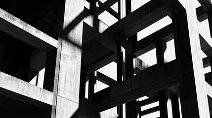 Abstract concrete structure, shadows, architecture, urban, construction, indoors, industrial, empty