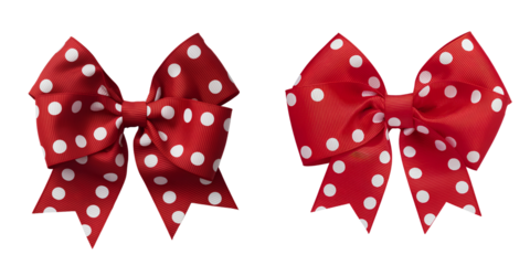  Vibrant red bow PNG with polka dots on transparent background PNG