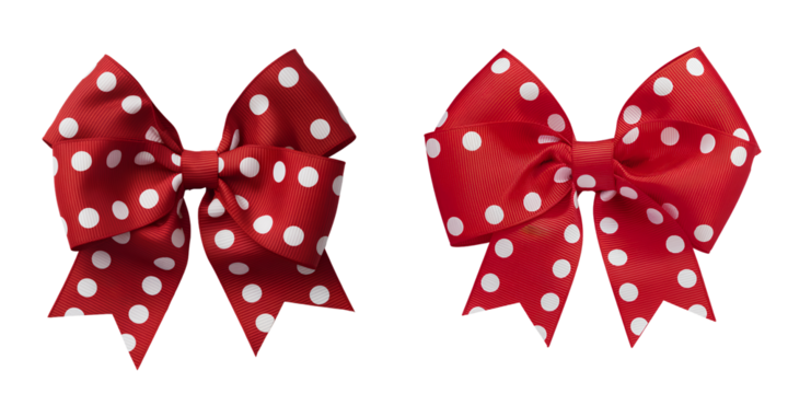  Vibrant red bow PNG with polka dots on transparent background PNG