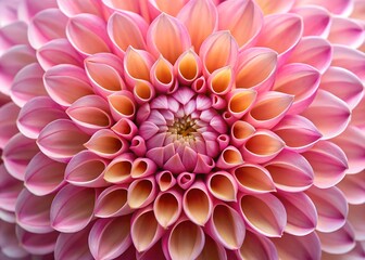 Blossom's Blush A close-up shot reveals the intricate beauty of a delicate pink dahlia, its layered petals forming a perfect spiral.