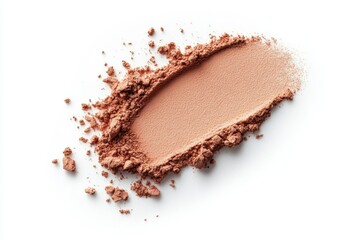 Up-close image of loose powder spread on a clean background portraying beauty cosmetics. Generated AI