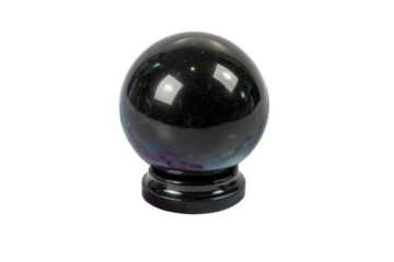 Mystical black crystal ball for divination and fortune telling during spiritual practices, cut out