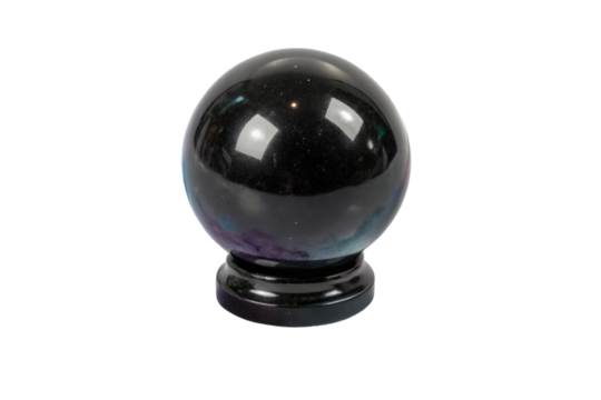 Mystical black crystal ball for divination and fortune telling during spiritual practices, cut out