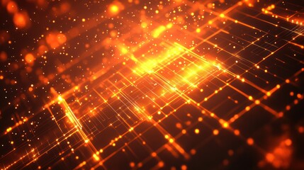Abstract glowing network, orange, digital art, background, technology, modern, futuristic, design, possible use in product promo