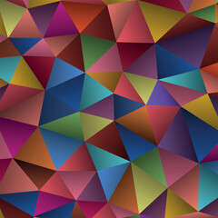 Fototapeta premium Polygonal rainbow mosaic background. Abstract low poly vector illustration. Triangular pattern in halftone style. Template geometric business design with triangle for poster, banner, card, flyer.