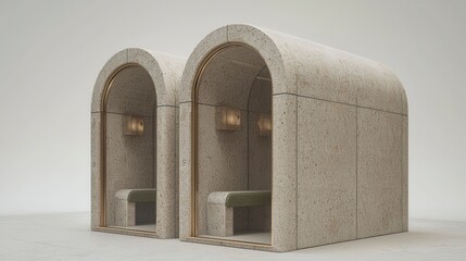 Modern, arch-shaped, private, workspaces