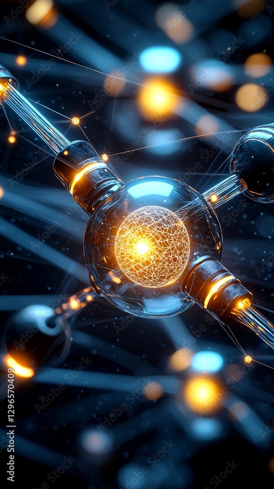 Aufkleber futuristic abstract network glow digital realm 3d visualization technology environment macro view in