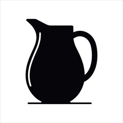 Jug Vector Silhouette, Retro Pitcher Design, Pottery Clipart Illustration