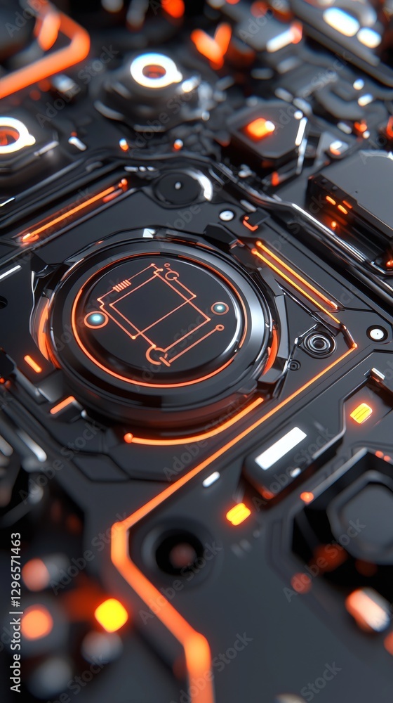 Poster futuristic technology interface design digital environment 3d graphic abstract viewpoint innovation 