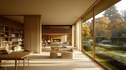 Modern Home Interior, Autumn View