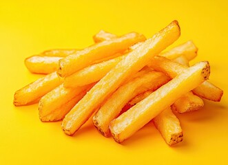 Close-up of French fries with detailed texture, high-resolution photography, stock photo, high quality. 