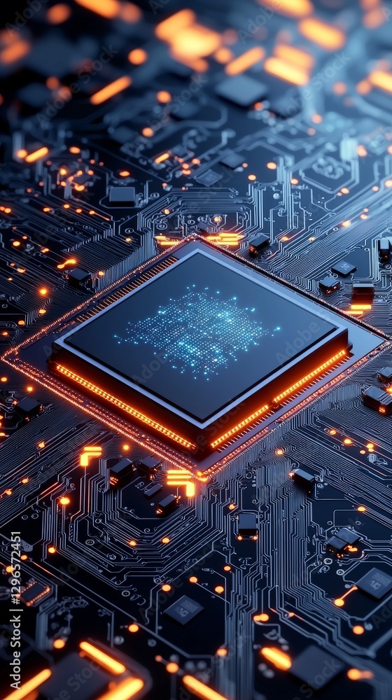 Aufkleber high tech circuit board closeup futuristic technology digital innovation cyber environment macro vie