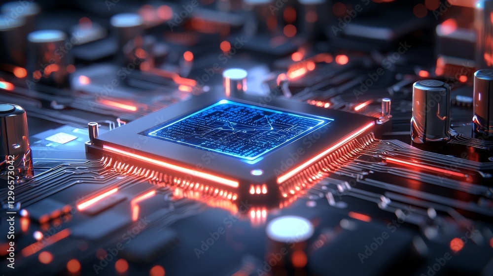 Aufkleber revolutionary high-tech circuit board close-up technology lab digital art futuristic environment mac