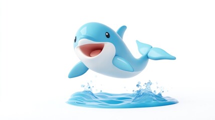 Naklejka premium Cute Dolphin Jumping in Water