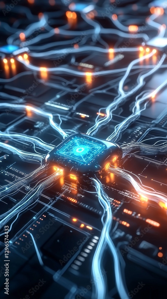 Aufkleber advanced futuristic central processing unit technology digital environment abstract imagery high-tec
