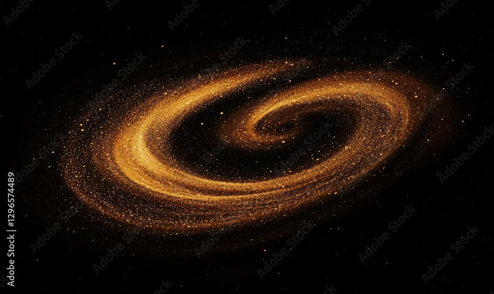 Aufkleber luxurious abstract golden glitter particles swirling dynamically against a sleek black background il