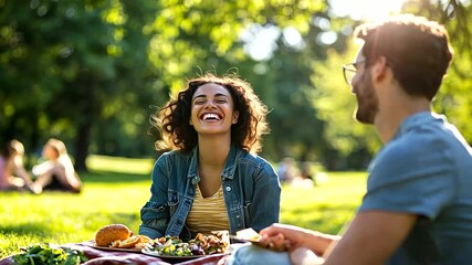 Enjoy a serene picnic in a lush community park setting.