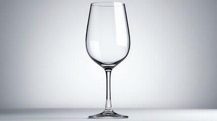 A minimalist image of an elegant glass stands alone against a neutral background, This photo can be used for menus, advertisements, or articles related to beverages, dining, and events,