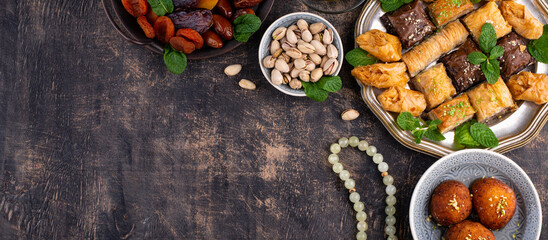 Ramadan iftar traditional desserts baklava and dates