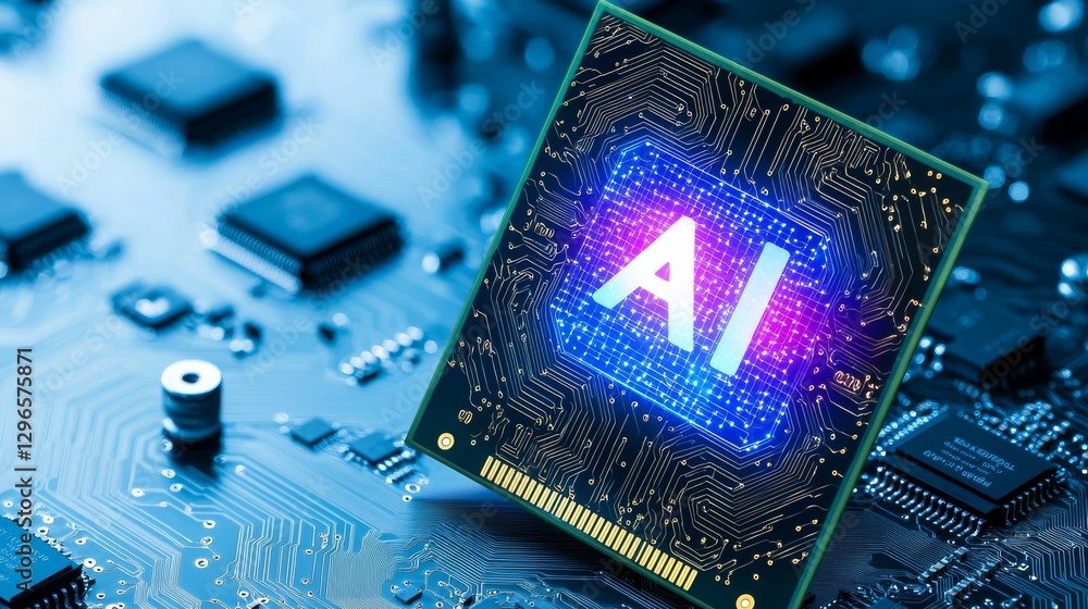 Poster futuristic ai microchip technology revolutionizing industries global tech hub digital innovation hig