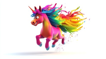 Rainbow Unicorn Running