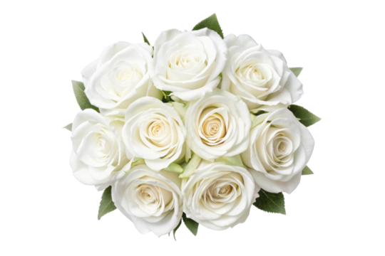 Elegant arrangement of white roses for special occasions and celebrations in a floral design, cut out