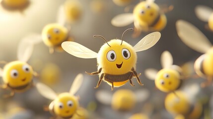 Obraz premium Happy Bees Flying in Sunlight (1)