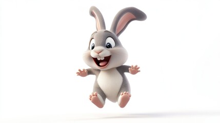 Happy cartoon bunny jumping