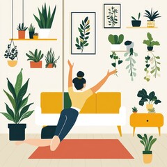 Yoga Flow in a Cozy Living Room