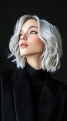 Fototapeta premium A woman with short hair and a black jacket