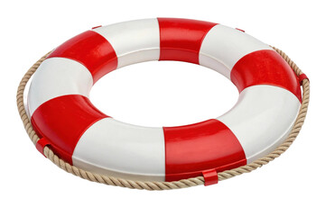 Lifebuoy for safety at sea during summer activities on the beach or poolside providing reassurance for swimmers and water enthusiasts, cut out