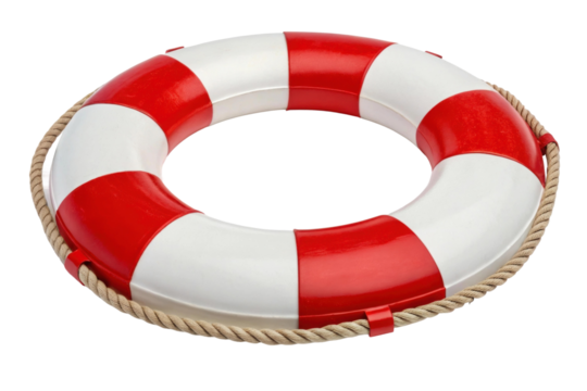 Lifebuoy for safety at sea during summer activities on the beach or poolside providing reassurance for swimmers and water enthusiasts, cut out