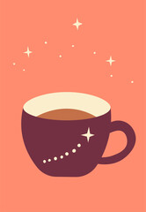 Advent calendar. Christmas print. The cute color cup. Kitchen doodle vector illustration. Design for hiliday card, poster.