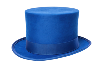 Blue top hat for formal occasions, parties, and costume events, ideal for theatrical performances and celebrations, cut out