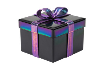 Obraz premium Stylish gift box with colorful ribbon ready for celebration or special occasion, cut out