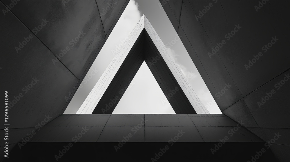 Aufkleber A pure black and white triangle composition with sharp contrast