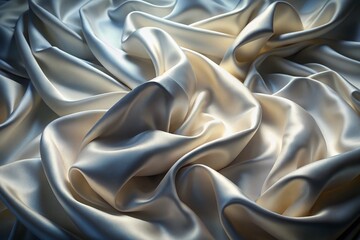 Luxurious White Silk Draped in Night, Elegant Fabric Texture