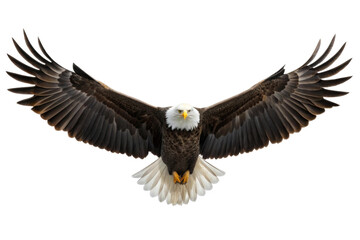 Fototapeta premium Majestic eagle soaring with outstretched wings in the vast sky during daylight hours, cut out